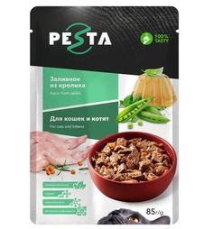 Влажный корм для кошек Pesta кусочки в желе, кролик, 85 гр