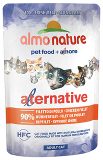 Влажный корм для кошек Almo Nature HFC Alternative 90%, куриное филе, 55г