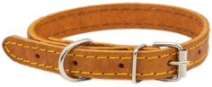 Ошейник для собак HOMEPET Ромбы кожаный простроченный с тиснением янтарь 35мм 51-61см