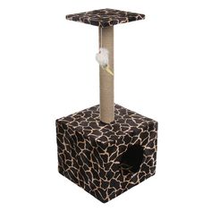 Домик-когтеточка для кошек Куб с площадкой и игрушкой 35x30x85 см в ассортименте No Brand