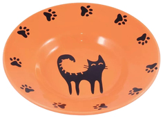 Миска для кошек Mr,Kranch керамическая блюдце 140 мл оранжевая