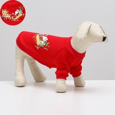 Костюм для собак КНР Новогодний Санки, размер XL, красный, ДС 38 см, ОШ 30 см, ОГ 48 см