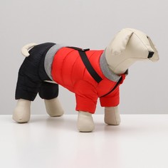 Комбинезон для собак Sima-land Чудо со шлейкой, размер 18, черно-красный (7980674) КНР