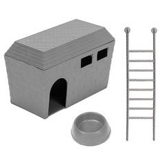 Домик для грызунов Homepet с миской и лестницей серый 15х8,5х10 см