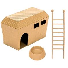Домик для грызунов Homepet с миской и лестницей бежевый 15х8,5х10 см