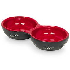Миска для кошек Nobby двойная черно-красная 0,2л