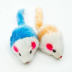 Игрушка для кошек Сибирская кошка Мышь плюшевая разноцветная 2 шт