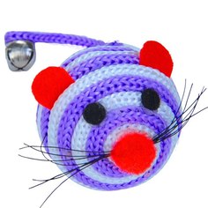 Игрушка для кошек Мяч-мышка полосатый с бубенчиком 2 шт No Brand