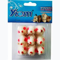 Игрушка для кошек Уют набор 9 мышей бело-красные