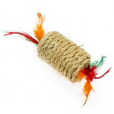 Игрушка для кошек Кот Лукас Конфета с перьями бежевая 7 см 10 шт