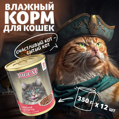 Влажный корм для кошек Зоогурман BIG CAT Консервированный, Мясное ассорти, 12 шт * 350 г
