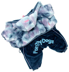 Комбинезон-шубка для собак For My Dogs FW1096-2021 M (10) для мальчиков синий