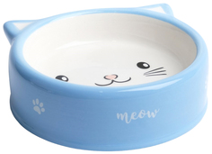 Миска Пижон Голова кота 4 9214857, бело-синяя, 12,5x4 cм