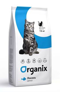Сухой корм для кошек Organix Adult Cat, для чувствительного пищеварения, лосось, 7,5кг