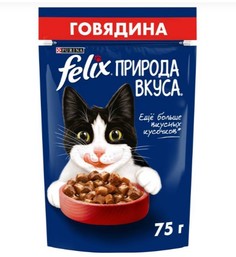 Влажный корм для кошек Felix Природа вкуса, с говядиной, 75 г