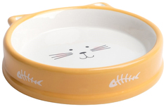 Миска Пижон Голова кота 5 9214858, бело-оранжевая, 15x3,5 cм