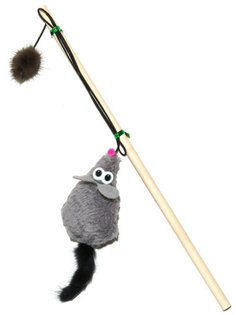 Игрушка для кошек GoSi Махалка Мышка L серая с хвостом из норки