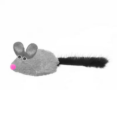 Игрушка для кошек Мышь Майя серая с хвостом из натуральной норки No Brand