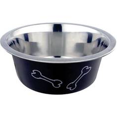 Миска металлическая Homepet Color Косточки черная 0,9 л