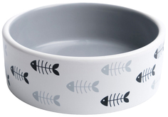 Миска Пижон Рыбные косточки 9214851, серо-белая, 12,5x4,5 cм