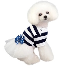 Платье для собак Arnydog Полоска с рюшами синее L, длина спины 30 см Аrnydog