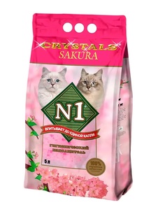 Наполнитель для туалета кошек №1 Crystals Sakura силикагелевый, 4 шт по 5 л N1