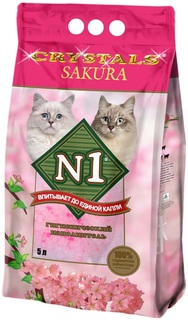 Наполнитель для туалета кошек №1 Crystals Sakura силикагелевый, 4 шт по 5 л N1