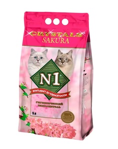 Наполнитель для туалета кошек №1 Crystals Sakura силикагелевый, 4 шт по 5 л N1
