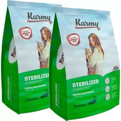 Сухой корм для кошек Karmy Sterilized для стерилизованных, лосось, 2 шт по 1,5 кг