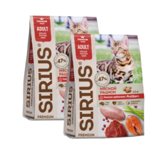 Сухой корм для кошек SIRIUS Мясной рацион, 2 шт по 1.5 кг