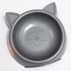 Миска Пижон Кошачьи ушки серая, 200 мл, 15 х 3,7 см