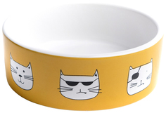 Миска Пижон Опасные коты 9214850, бело-оранжевая, 12,5x4,5 cм