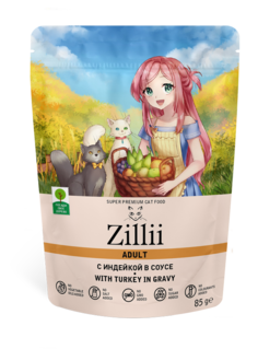 Влажный корм для кошек Zillii Adult Cat Turkey индейка, 85г