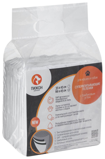 Одноразовые пеленки для животных Пижон, шестислойные, гелевые с углем, 60х45 см, 10 шт