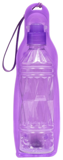 Автопоилка для животных Пижон прогулочная с фигурной бутылочкой, фиолетовая, 450 мл