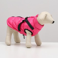 Куртка для собак со шлейкой, размер 12 (ДС 28 см, ОГ 38 см, ОШ 27 см), розовая No Brand