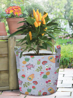 Декоративный мешок корзина кашпо войлок с принтами JoyArty "Вишня цветы клубника", 27 л