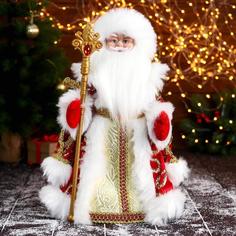 Новогодняя фигурка Зимнее волшебство Дед Мороз с узором с посохом двигается Р00012810 1 шт