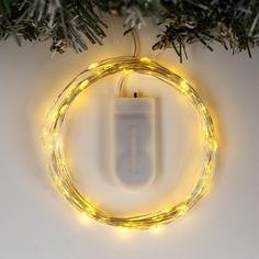 Luazon Lighting Гирлянда «Нить» 5 м роса, IP20, серебристая нить, 50 LED, свечение жёлтое,