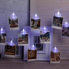 Световая гирлянда новогодняя Luazon Lighting прищепки-снежинки 4445728 4,5 м белый