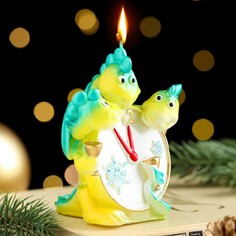 Свеча фигурная "Будильник новогодний", 7,5х6х9,5 см МИКС No Brand
