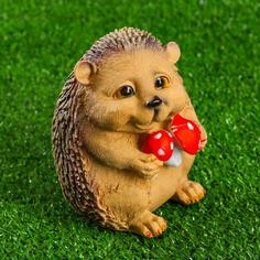 Хорошие сувениры Садовая фигура "Ежик с грибами милый" 11х8х10 см