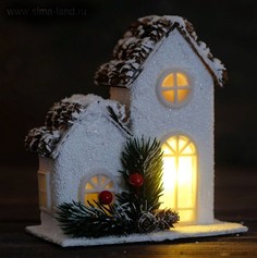 Новогодний световой домик "Счастье" 8х14,5х16 см Sima-Land