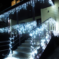 Новогодняя светодиодная уличная гирлянда Baziator Бахрома GH0022 50 м белый холодный