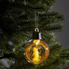 Luazon Lighting Елочный шар "Елка", d=8 cм, 1 LED, от батареек, Т/БЕЛЫЙ