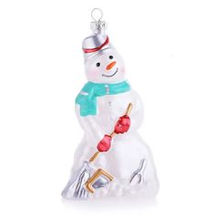 Новогоднее подвесное украшение Снеговик с метлой из пластика (полистирол) Феникс Презент