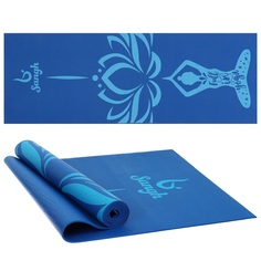 Коврик для йоги Sangh Девушка и лотос blue 173 см, 4 мм