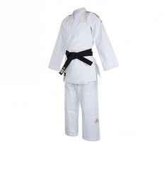 Кимоно для дзюдо Champion 2 IJF Slim Fit Premium белое с золотыми полосками (размер 190см) Adidas