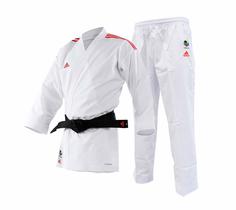 Кимоно для карате AdiLight Primegreen WKF белое с красными полосками (размер 185 см) Adidas