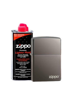 Набор Зажигалка ZIPPO Classic Black Ice+Топливо ZIPPO 125 мл